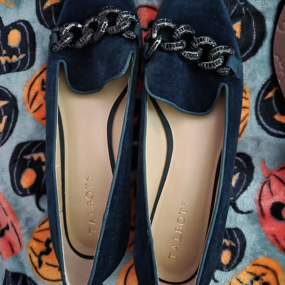 Talbots Women's Dark Blue Velvet Loafers